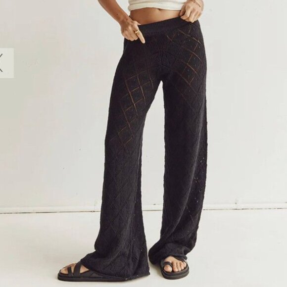 DISSH—SORRENTO BLACK CROCHET PANTS - Picture 1 of 2